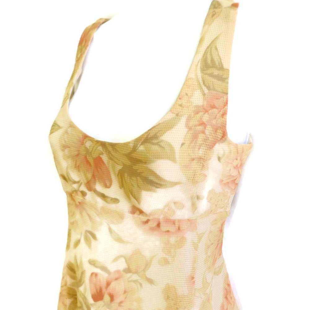 SOLD Limited Dress  90s Pale Yellow Floral Fit Flare Zipper Lined Princess 4 - Picture 3 of 6